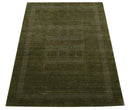 Gabbeh Design Hand Loomed Green Wool Area Rug