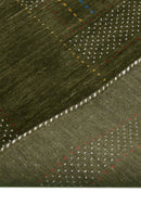 Gabbeh Design Hand Loomed Green Wool Area Rug