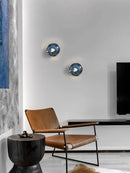 Galaxy blue & amber glass wall sconce lamps for living room lighting