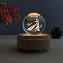 Galaxy crystal ball music box bedroom rotating wooden light glow