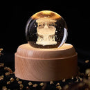 Galaxy crystal ball music box bedroom rotating wooden light glow