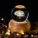 Galaxy crystal ball music box bedroom rotating wooden light glow