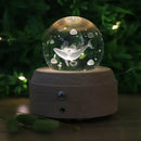 Galaxy crystal ball music box bedroom rotating wooden light glow