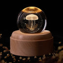 Galaxy crystal ball music box bedroom rotating wooden light glow