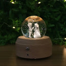 Galaxy crystal ball music box bedroom rotating wooden light glow
