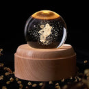 Galaxy crystal ball music box bedroom rotating wooden light glow