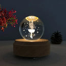 Galaxy crystal ball music box bedroom rotating wooden light glow