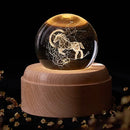 Galaxy crystal ball music box bedroom rotating wooden light glow