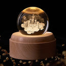 Galaxy crystal ball music box bedroom rotating wooden light glow