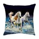 Galloping horse pillowcase vibrant linen cushion cover living room