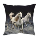 Galloping horse pillowcase vibrant linen cushion cover living room