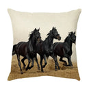 Galloping horse pillowcase vibrant linen cushion cover living room
