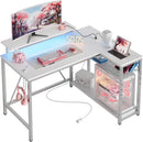 42 Inch L Shaped Gaming Desk With Integrated Power Outlets
