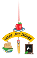 Teacher Ornament - Teach, Love, Inspire - Final Sale