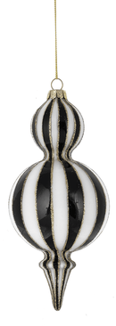 Black & White Striped Finial Ornaments - Final sale