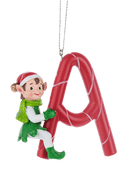 Elf Monogram Ornament - A