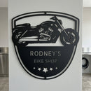 Custom Metal Wall Art - Personalized Biker Garage Name Plaque