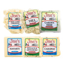 Cheese 6 Piece Sampler | Cheddar, Garden Herb, Havarti, Spinach & Artichoke, Caraway, Dill | Jisa's Farmstead Cheese