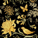 Flowers and Birds on Dark Background Wallpaper