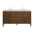 James Martin Myrrin 60" Double Bathroom Vanity, Mid-Century Walnut