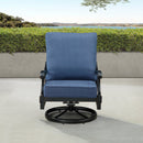 Pair of Black Aluminum Deep Seating Swivel Rocker Club Chairs with Cushions