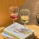 Gem spark coupe goblet gold bead dining room crystal glass set
