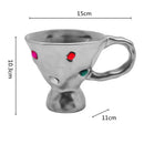 Gemstone setting ceramic breakfast mug 3-pack kitchen decor