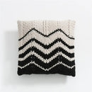 Geo knit stripe black & ivory square pillow bedroom decor