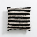 Geo knit stripe black & ivory square pillow bedroom decor
