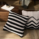 Geo knit stripe black & ivory square pillow bedroom decor