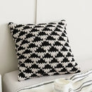 Geo knit stripe black & ivory square pillow bedroom decor