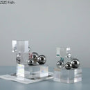 Geometric acrylic cube silver ball desk ornament bedroom decor
