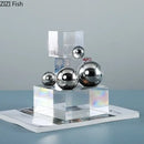 Geometric acrylic cube silver ball desk ornament bedroom decor