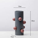 Geometric ball vase cream & gray ceramic pot living room decor