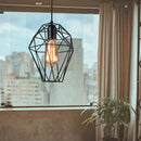 Geometric black birdcage diamond ceiling pendant light living room