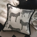 Geometric black & cream jacquard pillow cover set – living room