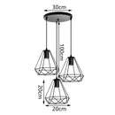 Geometric black decorbites iron 3-light chandelier pendant kitchen