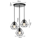 Geometric black decorbites iron 3-light chandelier pendant kitchen