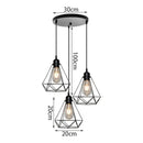 Geometric black decorbites iron 3-light chandelier pendant kitchen