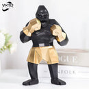 Geometric black & gold king kong gorilla sculpture office desk decor