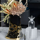 Geometric black & gold plated hollowed vase living room decor