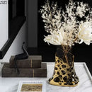 Geometric black & gold plated hollowed vase living room decor