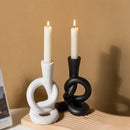 Geometric black & white ceramic knot candle stand living room decor