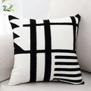 Geometric black & white embroidered burlap cushion cover living room