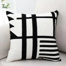 Geometric black & white embroidered burlap cushion cover living room