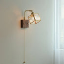 Geometric blue glass and brass led wall light dining room sconce