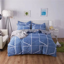Geometric blue & white king size duvet set bedroom bedding