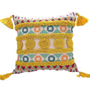 Geometric bohemian pillow case mustard yellow tassels living room