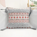 Geometric bohemian pillow case mustard yellow tassels living room