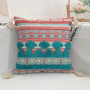 Geometric bohemian pillow case mustard yellow tassels living room